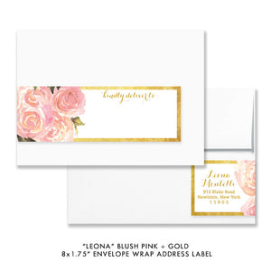 Blush pink + gold "Leona" envelope wrap address labels | digibuddha.com
