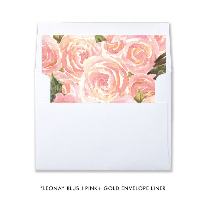 Blush pink + gold "Leona" envelope liner | digibuddha.com