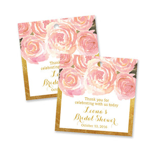 Blush pink + gold "Leona" bridal shower favor tags | digibuddha.com