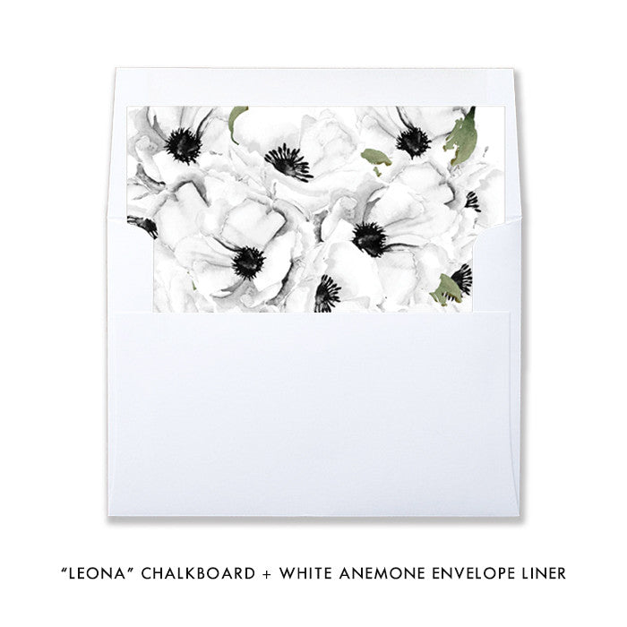 "Leona" Chalkboard + White Anemone Save The Date Card