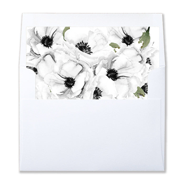 "Leona" Chalkboard + White Anemone Envelope Liners