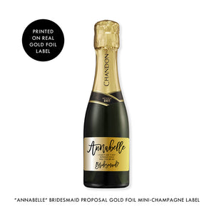 “Annabelle” Gold Foil Bridesmaid Proposal Mini-Champagne Label