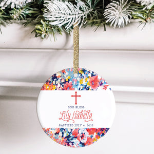 Baby Girl's Baptism Christmas Ornament, Personalized | Lily