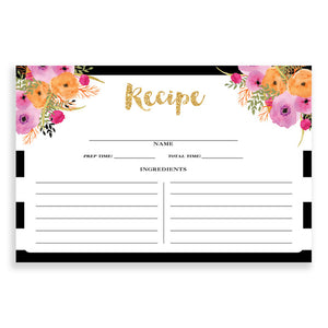 Floral + Stripe Recipe Cards |  Mady Black
