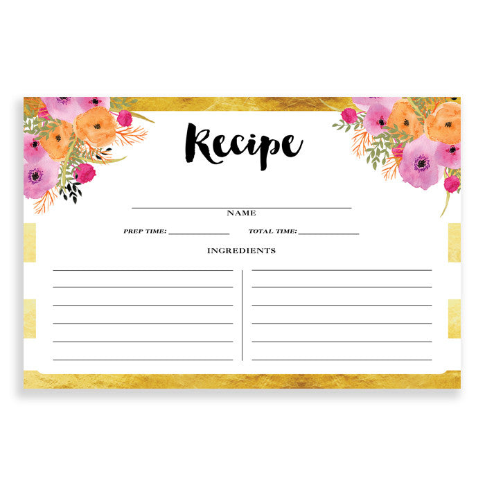 Floral + Stripe Recipe Cards |  Mady Gold