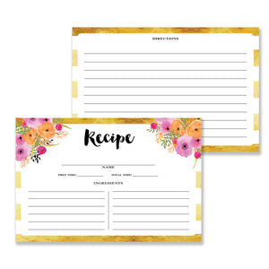 Floral + Stripe Recipe Cards |  Mady Gold