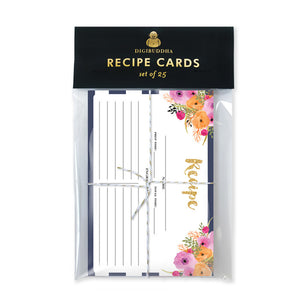 Floral + Stripe Recipe Cards |  Mady Navy