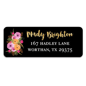 Floral and Black Address Labels | Mady
