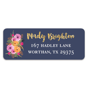 Floral and Navy Address Labels | Mady
