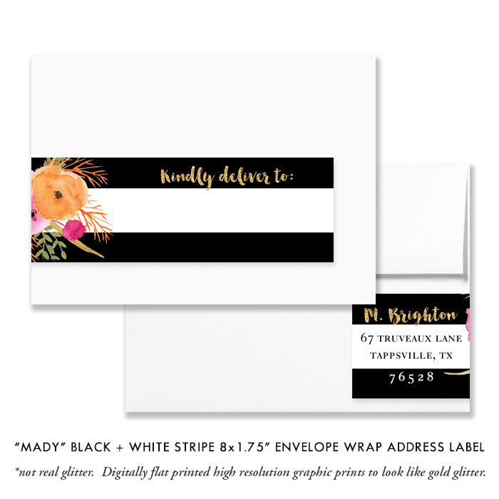 "Mady" Black + White Stripe Baptism Invitation