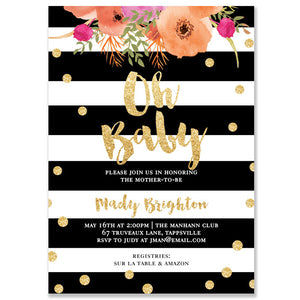 “Mady” Oh Baby Coral Baby Shower Invitation