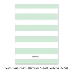 "Mady" Mint + White Stripe Baby Shower Invitation