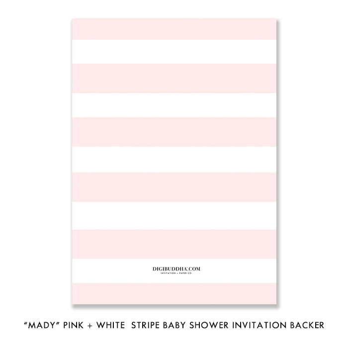 "Mady" Pink + White Stripe Baby Shower Invitation