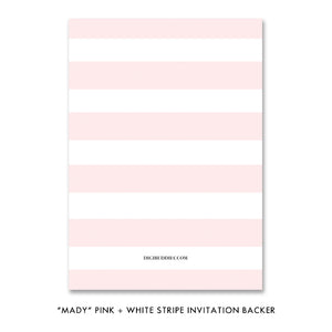 "Mady" Pink + White Stripe Lingerie Shower Invitation