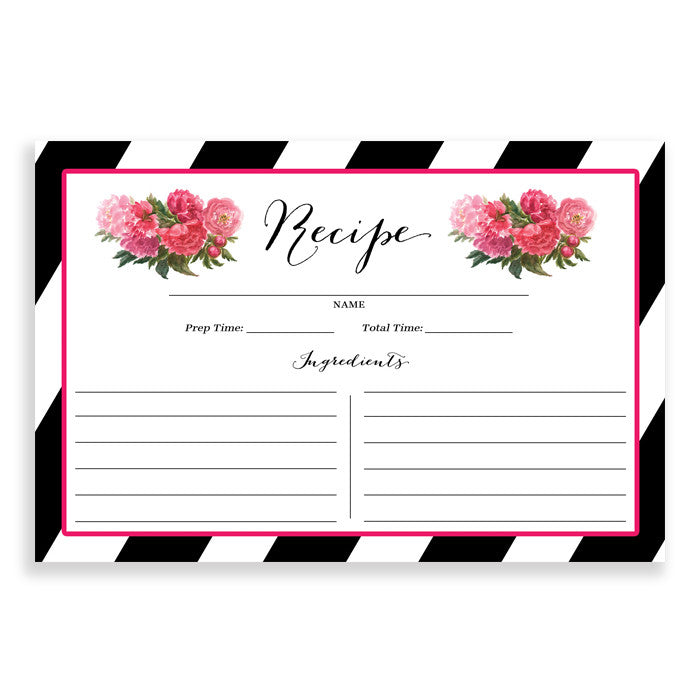 Floral + Stripe Recipe Cards |  Meadow