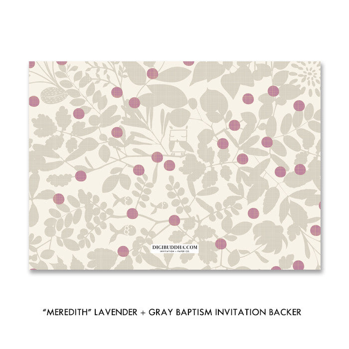 "Meredith" Lavender + Gray Baptism Invitation