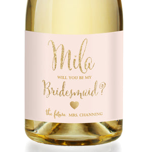 "Mila" Blush + Gold Bridesmaid Proposal Champagne Labels