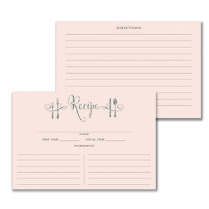 Blush Pink + Silver Glitter Recipe Cards |  Mila