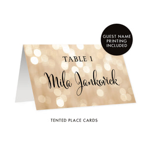Champagne Bokeh Place Cards | Mila