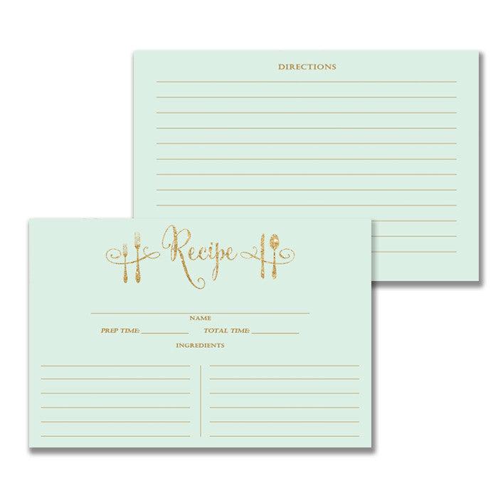 Mint + Gold Glitter Recipe Cards Gift Set |  Mila