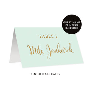 Mint + Gold Place Cards | Mila