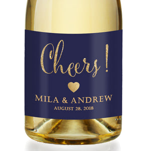 "Mila" Navy + Gold Engagement Champagne Labels