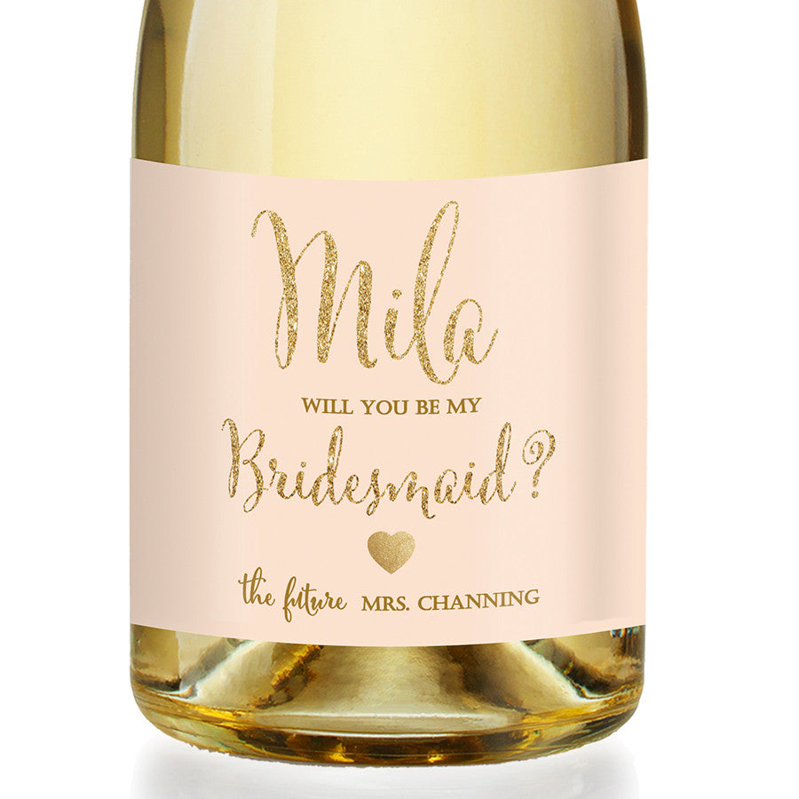 "Mila" Peach + Gold Bridesmaid Proposal Champagne Labels
