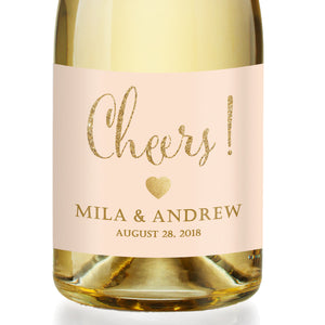 "Mila" Peach + Gold Engagement Champagne Labels
