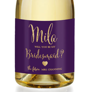 "Mila" Plum + Gold Bridesmaid Proposal Champagne Labels