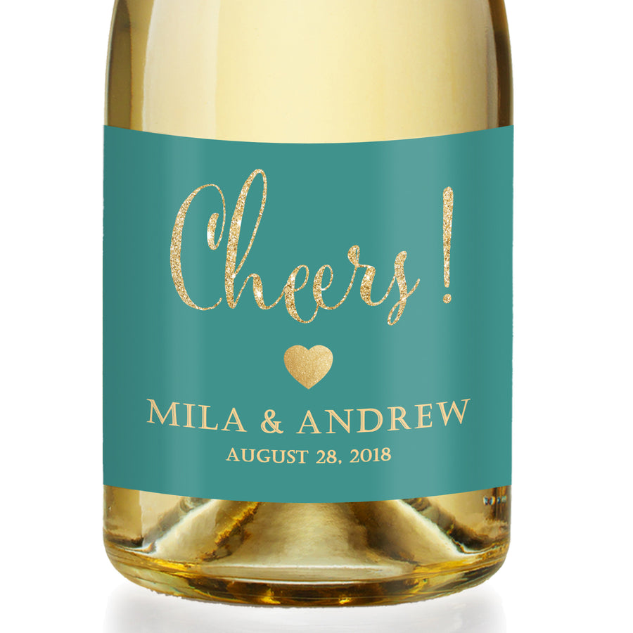 "Mila" Turquoise + Gold Engagement Champagne Labels