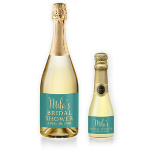 "Mila" Turquoise + Gold Bridal Shower Champagne Labels