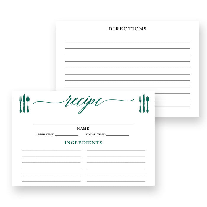 Forest Green Calligraphy Recipe Cards | Molly