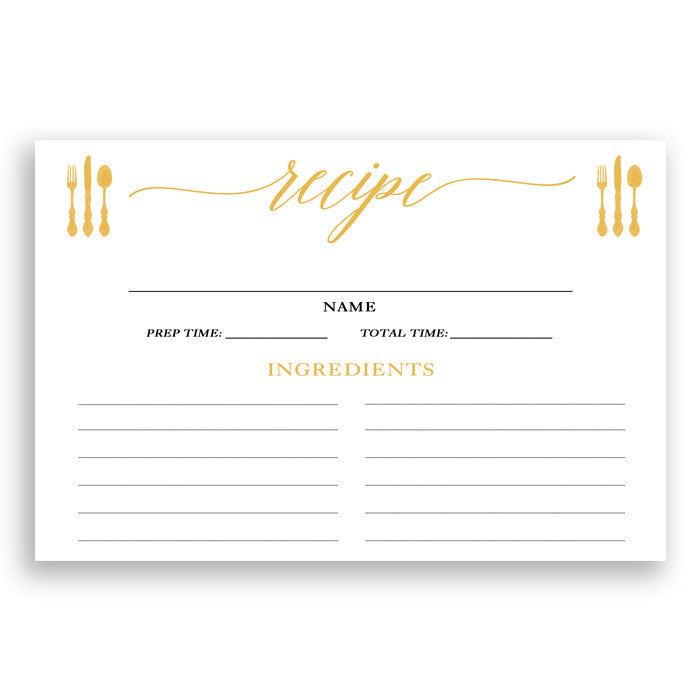 Gold Calligraphy Recipe Cards | Molly