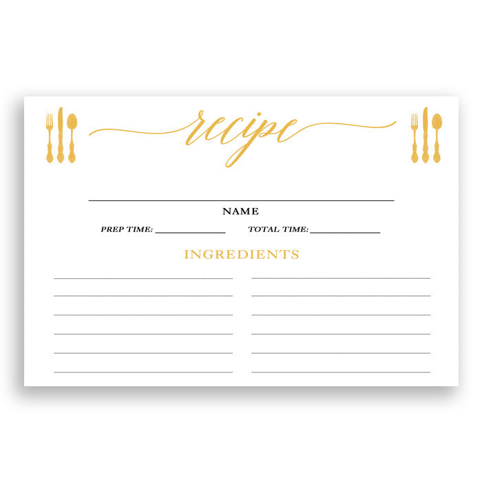 Yellow Gold Calligraphy Recipe Cards Gift Set |  Molly