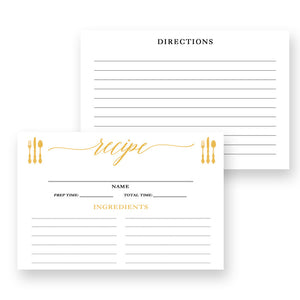 Yellow Gold Calligraphy Recipe Cards Gift Set |  Molly