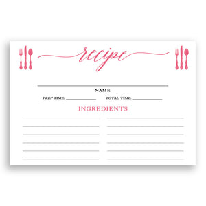 Peony Pink Calligraphy Recipe Cards Gift Set |  Molly