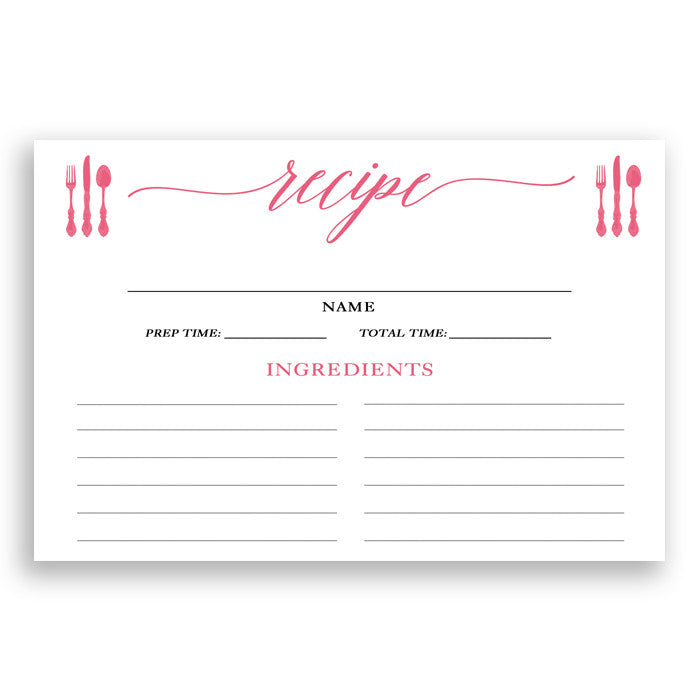 Peony Pink Calligraphy Recipe Cards Gift Set |  Molly