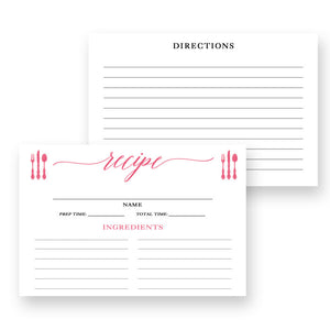 Peony Pink Calligraphy Recipe Cards Gift Set |  Molly