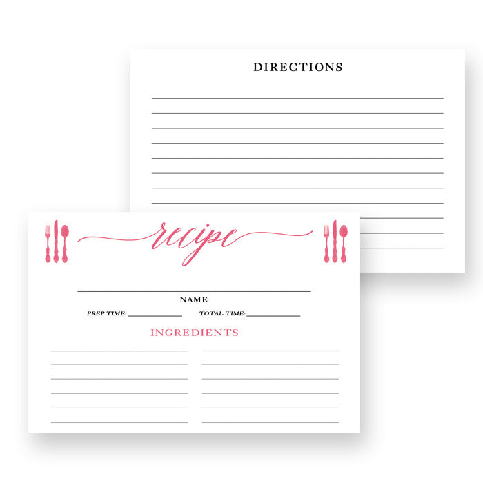 Peony Pink Calligraphy Recipe Cards Gift Set |  Molly