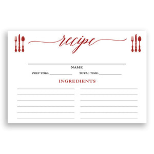 Red Calligraphy Recipe Cards | Molly