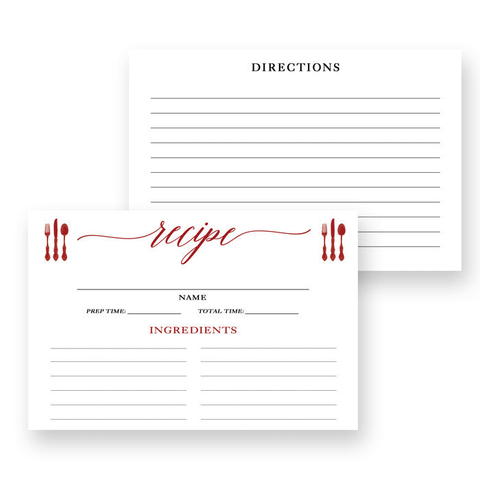 Red Calligraphy Recipe Cards | Molly