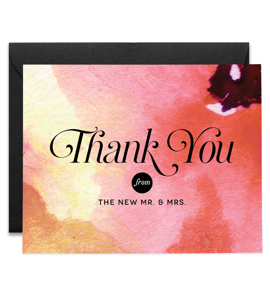 Newlywed Thank You Cards Abstract Floral Watercolor