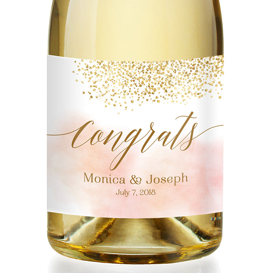 "Monica" Blush Wedding Champagne Labels