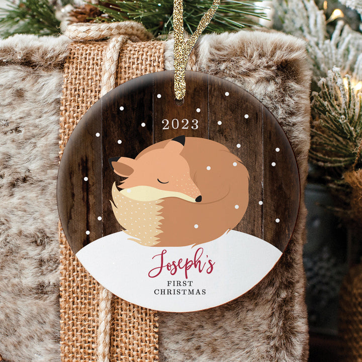 Baby's First Christmas Fox Ornament, Personalized | 53