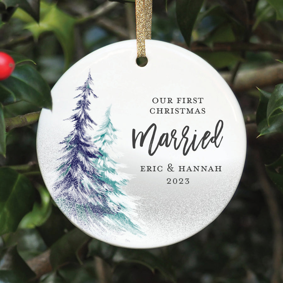 First Christmas Married Ornament, Personalized | 364