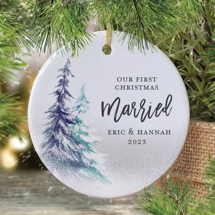 First Christmas Married Ornament, Personalized | 364