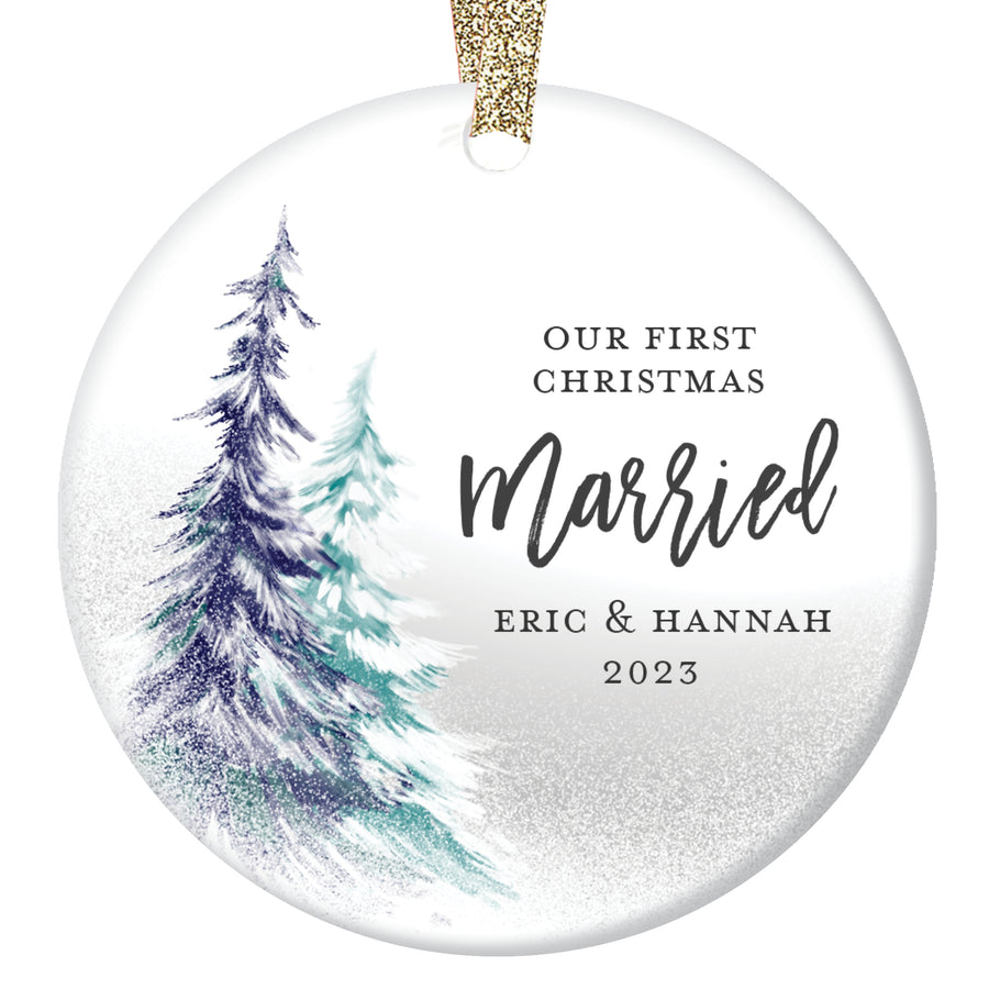 First Christmas Married Ornament, Personalized | 364