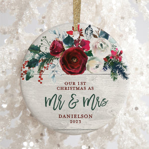 1st Christmas as Mr and Mrs Ornament, Personalized | 390