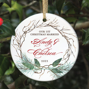 First Christmas Married Ornament, Personalized | 417