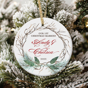 First Christmas Married Ornament, Personalized | 417
